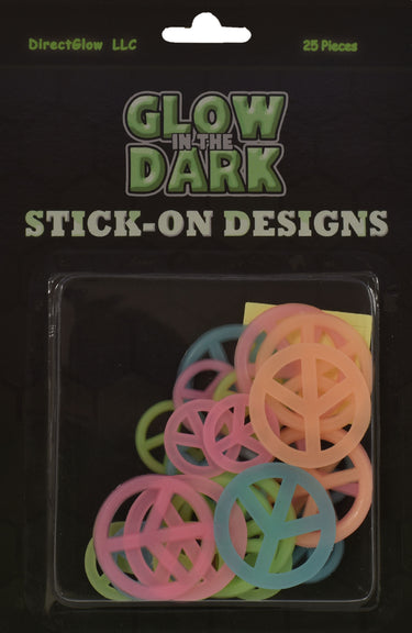 25 Piece Glow in the Dark Multicolor Peace Signs Wall Ceiling Decor